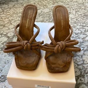 Loeffler Randall Margi mule heeled sandal; cacao suede; size 7; worn once